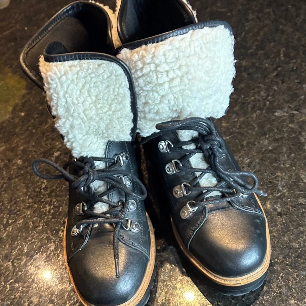 Marc Fisher Black and Cream Winter Boots